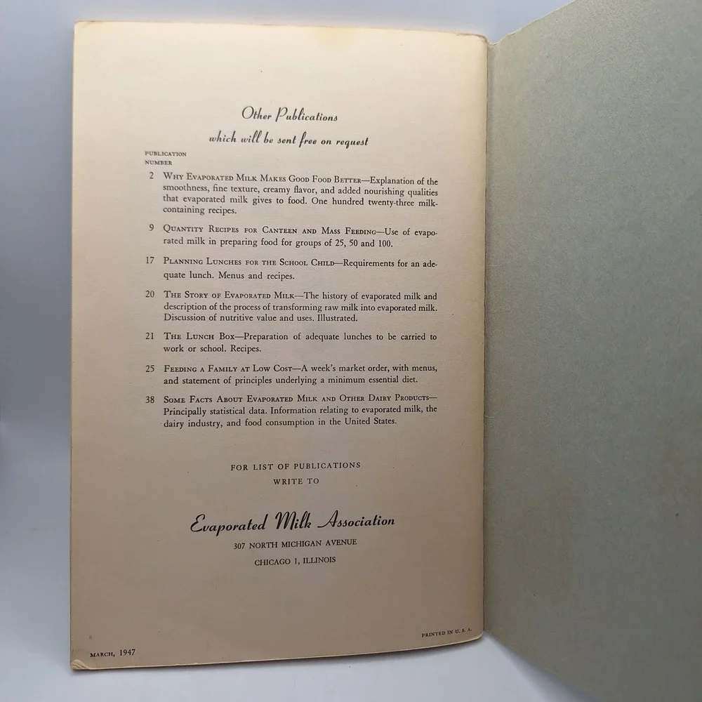 Quantity Recipes‎ for Quality Foods 1939 Evaporated Milk Association Cookbook